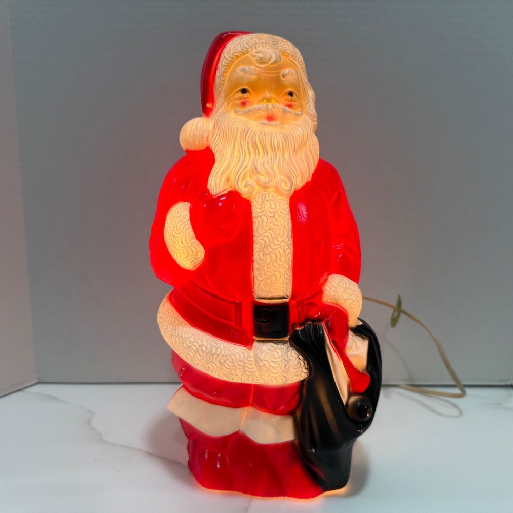 Vintage 1968 Empire Santa Claus Blow Mold Lighted Christmas 12" USA Retro Works